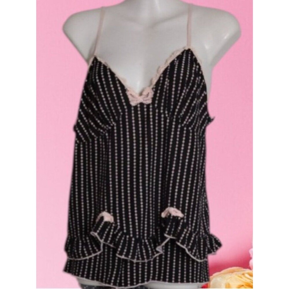Retro Sexy Striped Intimate Sleepwear Set Chemise and Shorts Size Large